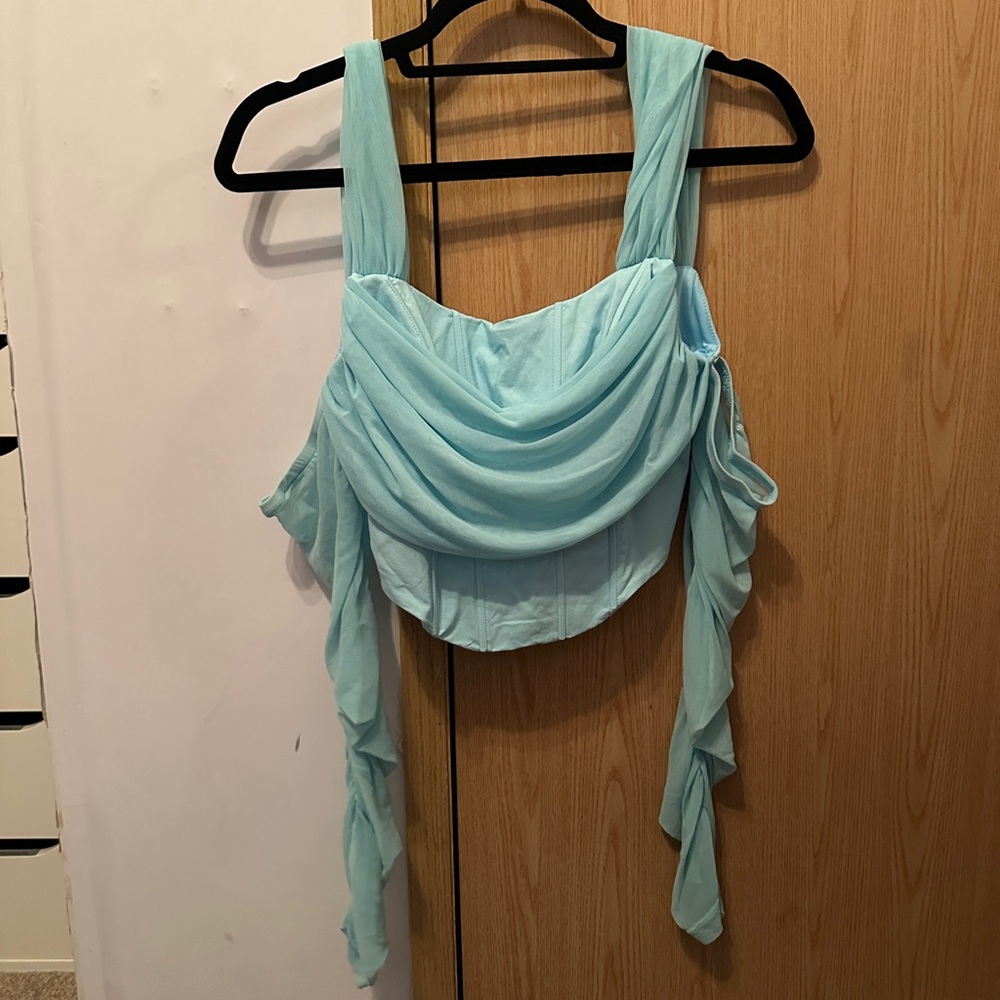 Green Ruched Sleeveless Blouse